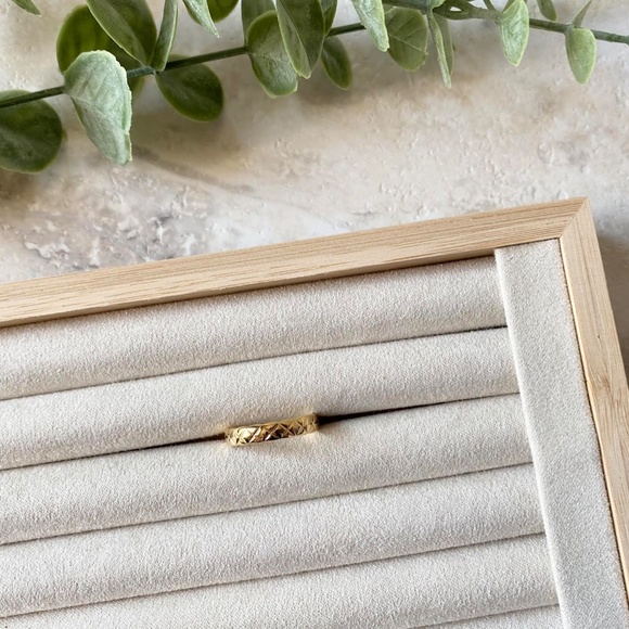 Dainty 18k Gold Plated Ring Minimalist X Band Stacking Ring Titanium Steel - Picture 4 of 5